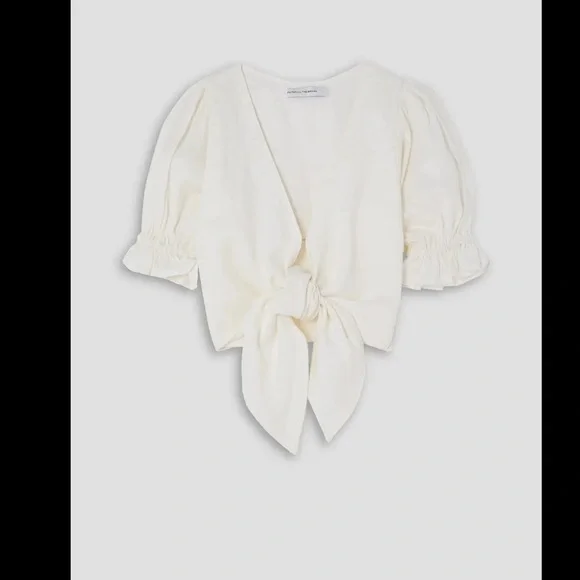 REVOLVE | Faithfull the Brand | Jamais Wrap Top white linen - Picture 2 of 14